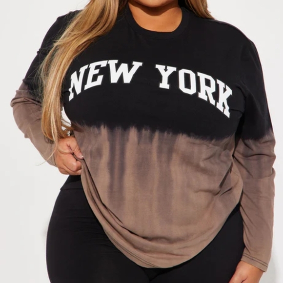 #068 Fashion Nova New York Graphic Ombre Long Sleeve Top & Legging - Picture 3 of 8